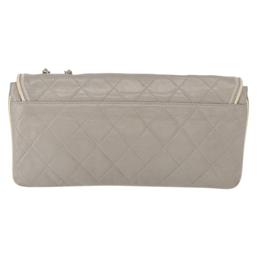 Chanel Mademoiselle Lock Flap Bag Quilted Lambskin Gray Leather Shoulder Bag Bag (Pre-Owned)