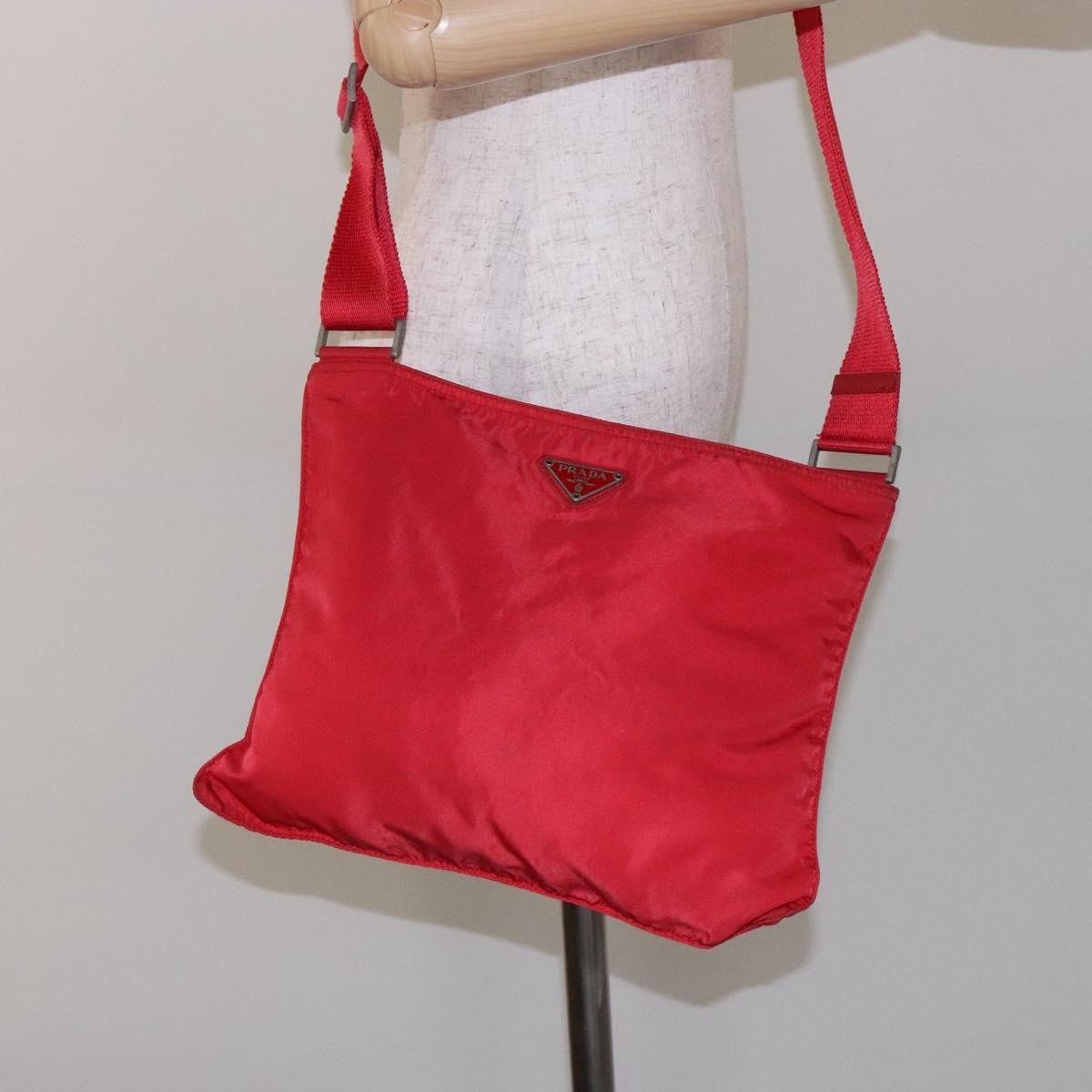 Prada Flat Messenger Bag Tessuto Red Nylon Bag (Pre-Owned)