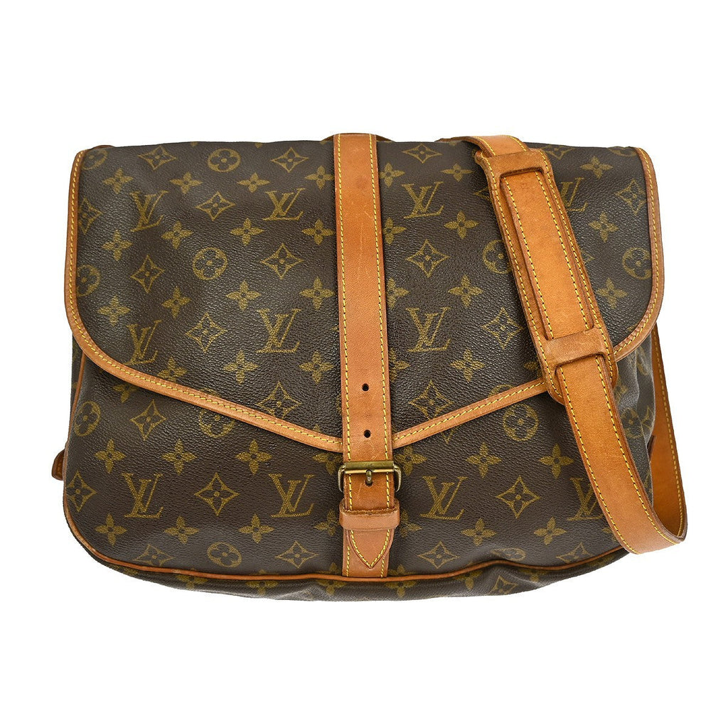 Louis Vuitton Saumur Handbag Monogram Canvas Brown Canvas Shoulder Bag Bag (Pre-Owned)