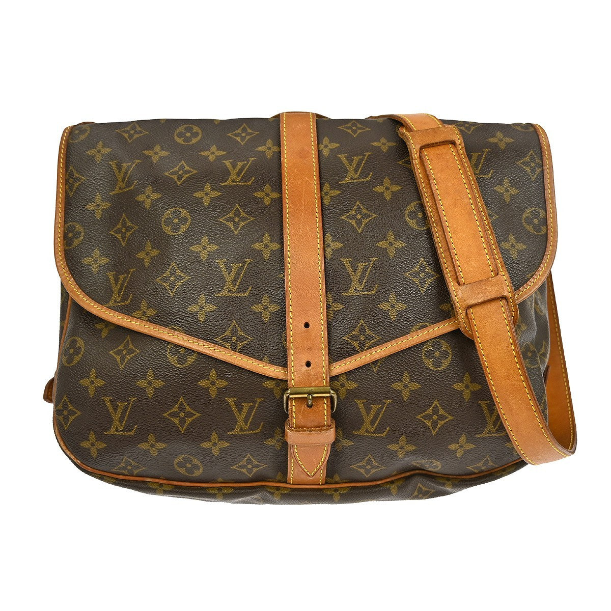 Louis Vuitton Saumur Handbag Monogram Canvas Brown Canvas Shoulder Bag Bag (Pre-Owned)