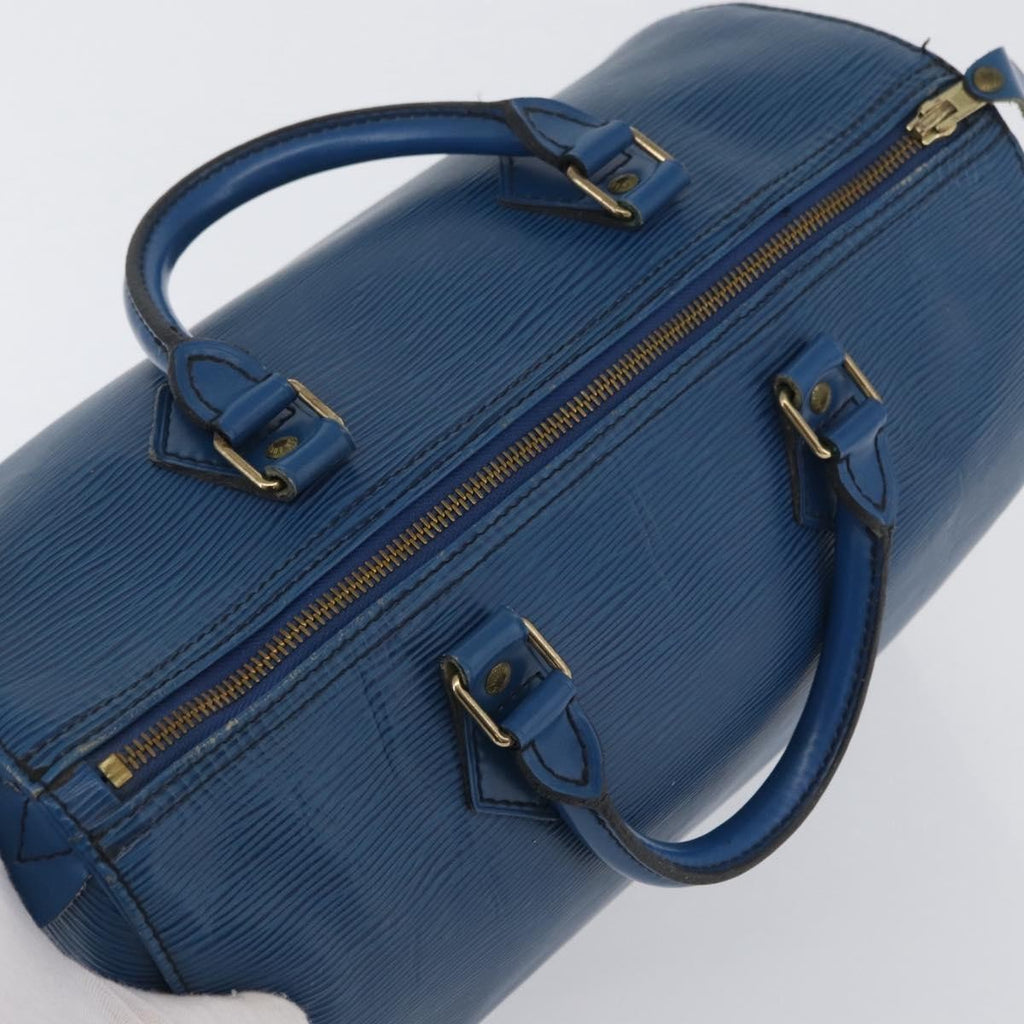 Louis Vuitton Speedy Handbag Epi Leather Blue Leather Handbag (Pre-Owned)