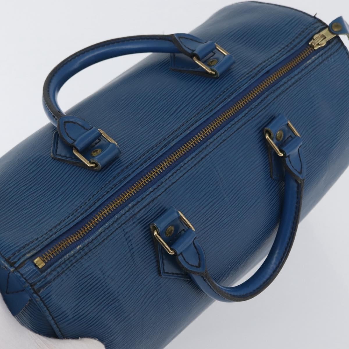 Louis Vuitton Speedy Handbag Epi Leather Blue Leather Handbag (Pre-Owned)