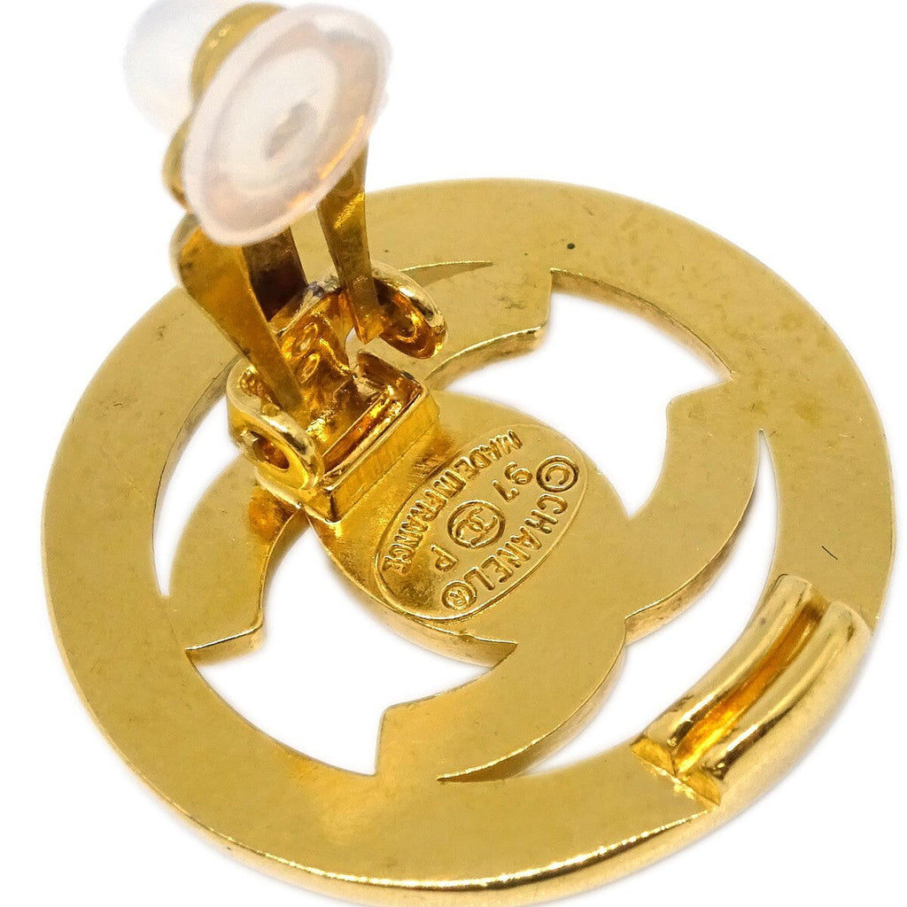 Chanel Cc Round Earrings Metal Gold Gold_Plated Earrings Jewelry (Pre-Owned)