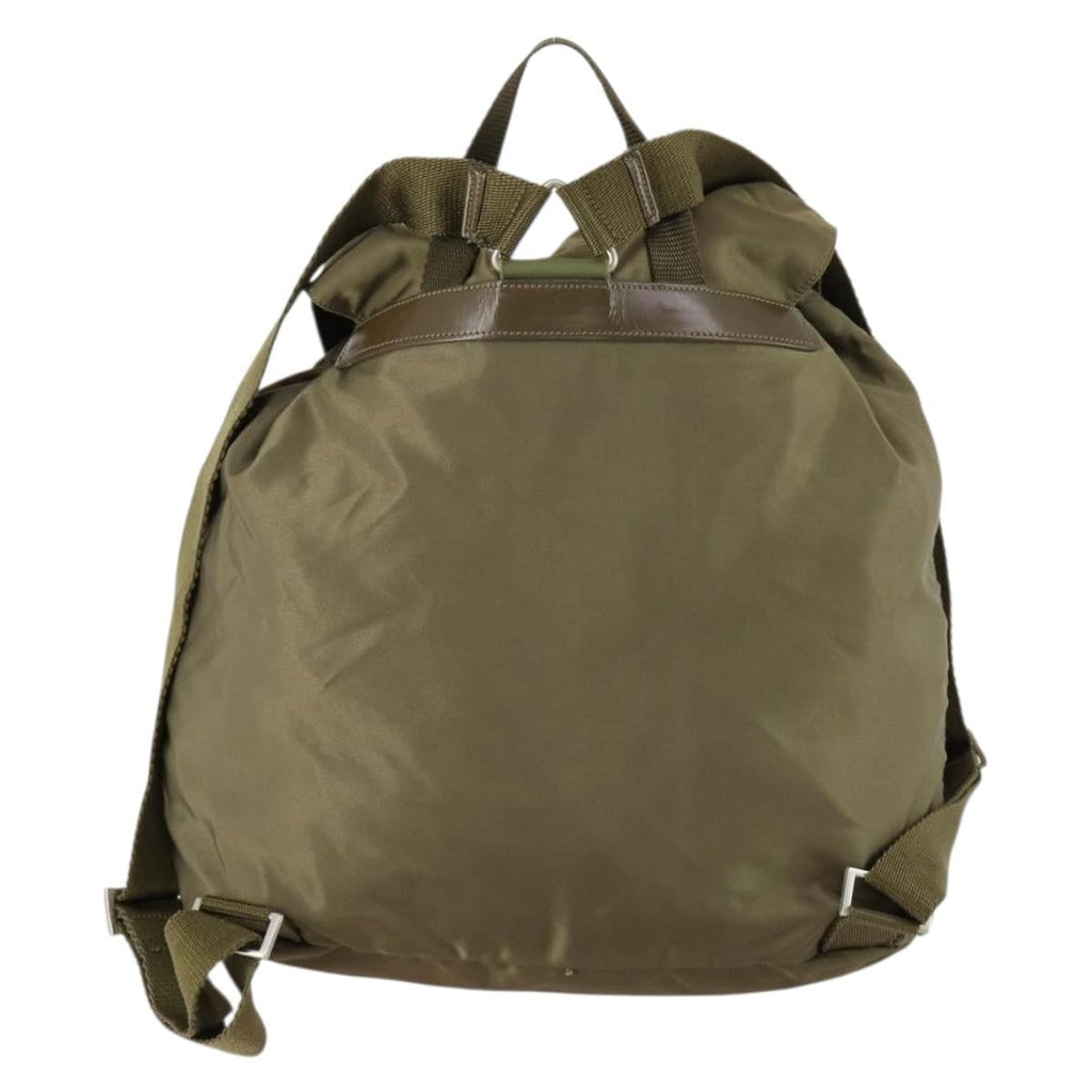 Prada Vela Double Front Pocket Backpack Tessuto With Saffiano Leather Khaki Nylon Backpack Bag (Pre-Owned)