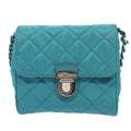 Prada Pushlock Chain Flap Bag Quilted Tessuto Turquoise Nylon Shoulder Bag Bag (Pre-Owned)