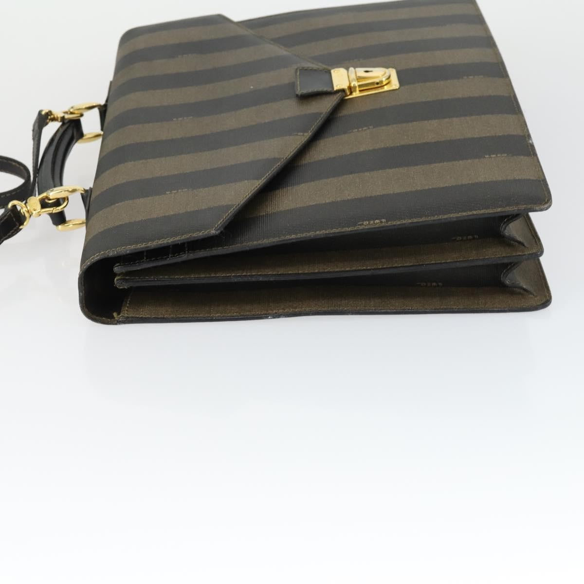Fendi Vintage Pequin Briefcase Bag Coated Canvas Brown Canvas Briefcase Bag (Pre-Owned)