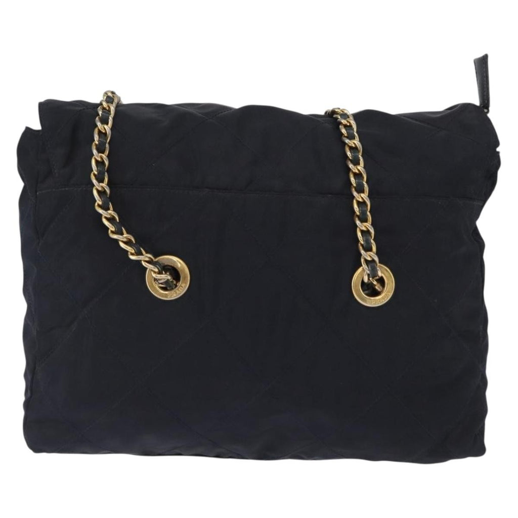 Prada Chain Shoulder Bag Tessuto Navy Nylon Shoulder Bag Bag (Pre-Owned)