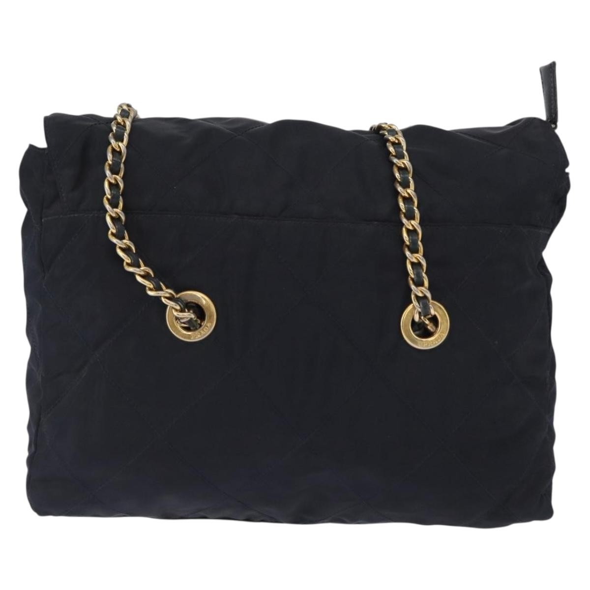 Prada Chain Shoulder Bag Tessuto Navy Nylon Shoulder Bag Bag (Pre-Owned)