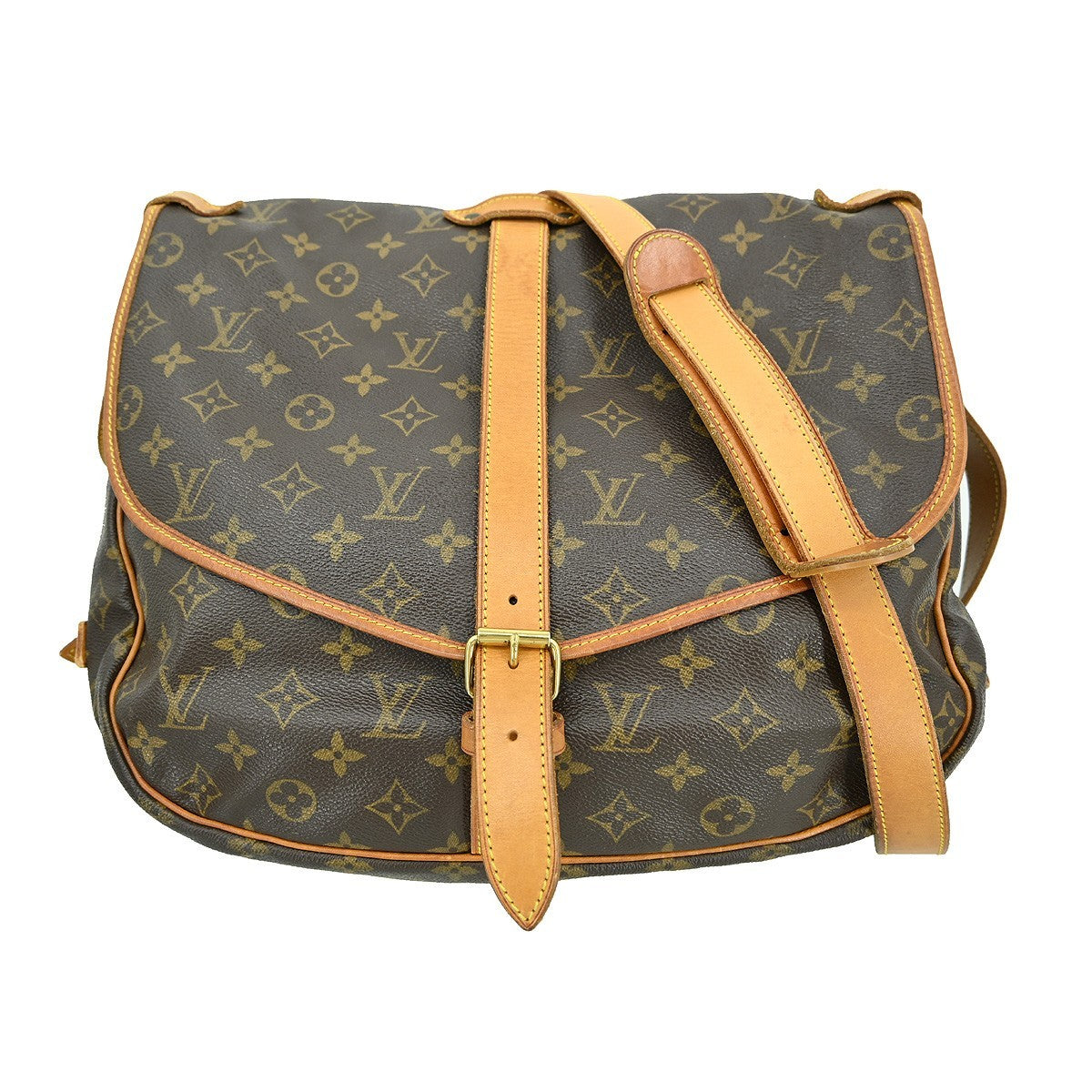 Louis Vuitton Saumur Handbag Monogram Canvas Brown Canvas Shoulder Bag Bag (Pre-Owned)