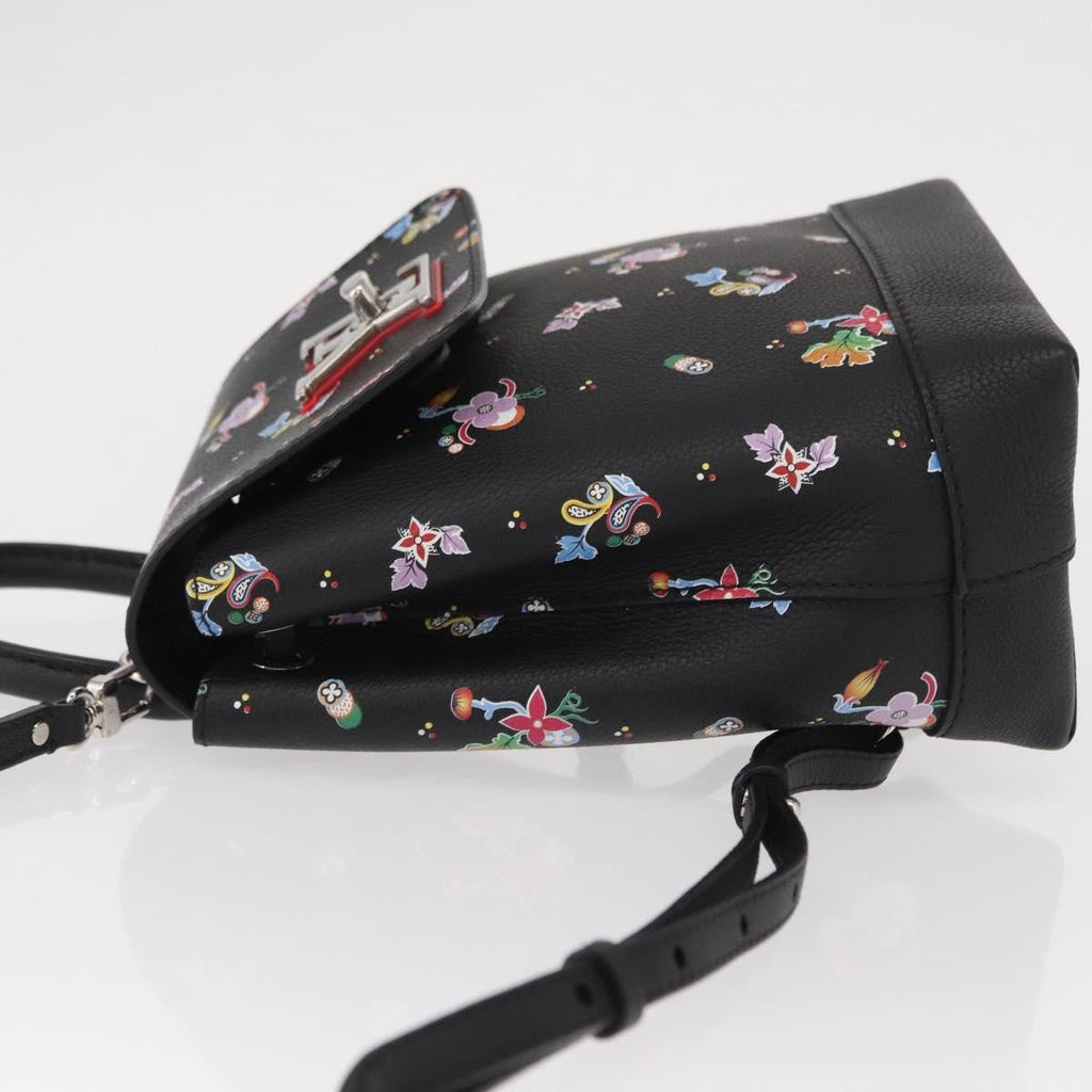 Louis Vuitton Lockme Backpack Floral Printed Leather Black Leather Backpack Bag (Pre-Owned)