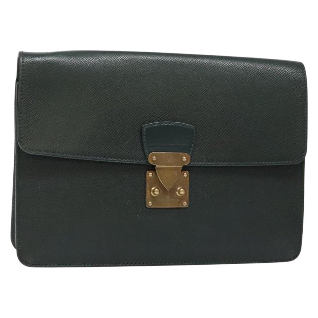 Louis Vuitton Kourad Pouch Taiga Green Leather Clutche & Pouche Bag (Pre-Owned)
