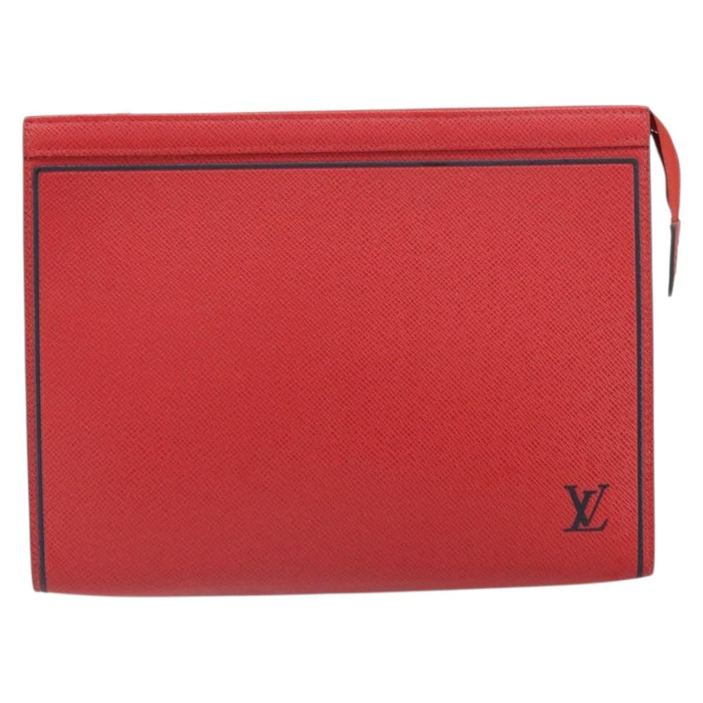 Louis Vuitton Pochette Voyage Taiga Leather Red Leather Clutche & Pouche Bag (Pre-Owned)