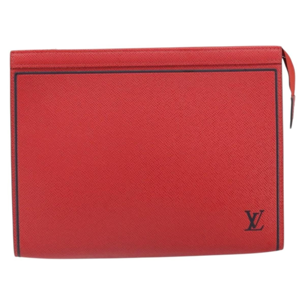 Louis Vuitton Pochette Voyage Taiga Leather Red Leather Clutche & Pouche Bag (Pre-Owned)