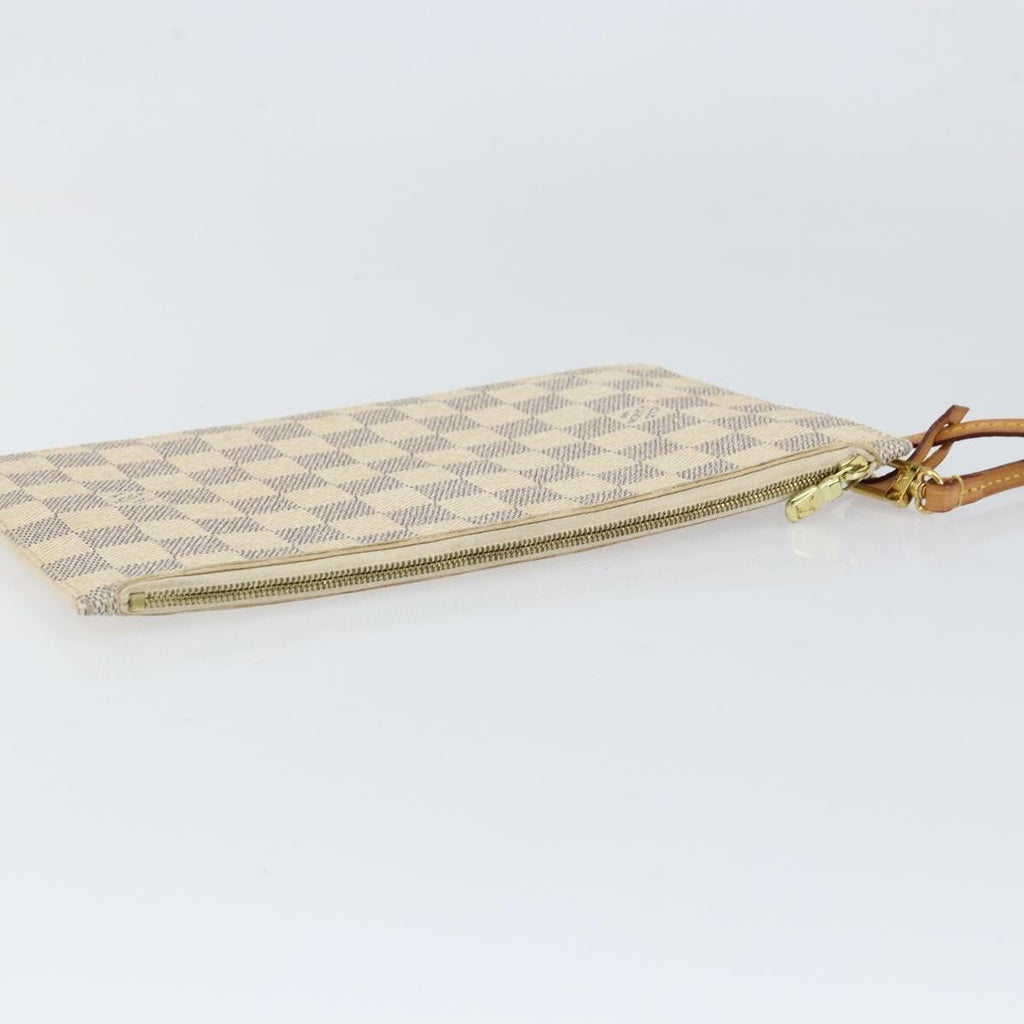 Louis Vuitton Neverfull Pochette Damier White Canvas Clutche & Pouche Bag (Pre-Owned)