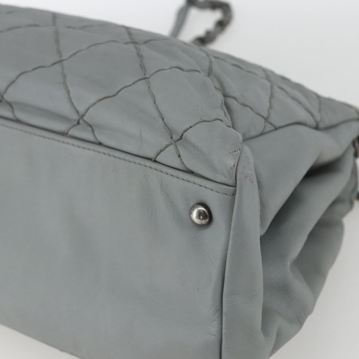 Chanel Just Mademoiselle Bag Quilted Leather Gray Leather Shoulder Bag Bag (Pre-Owned)