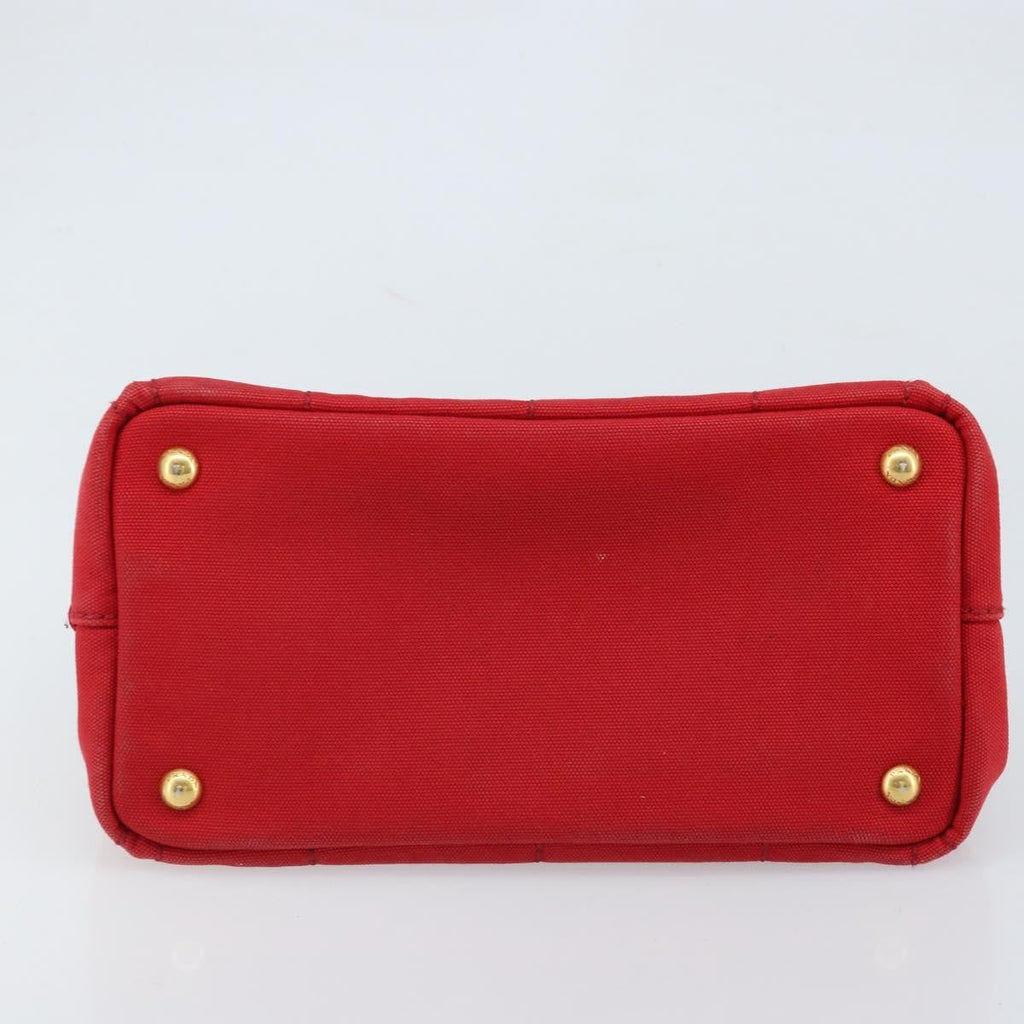 Prada Canapa Tote Canvas Red Canvas Tote Bag Bag (Pre-Owned)