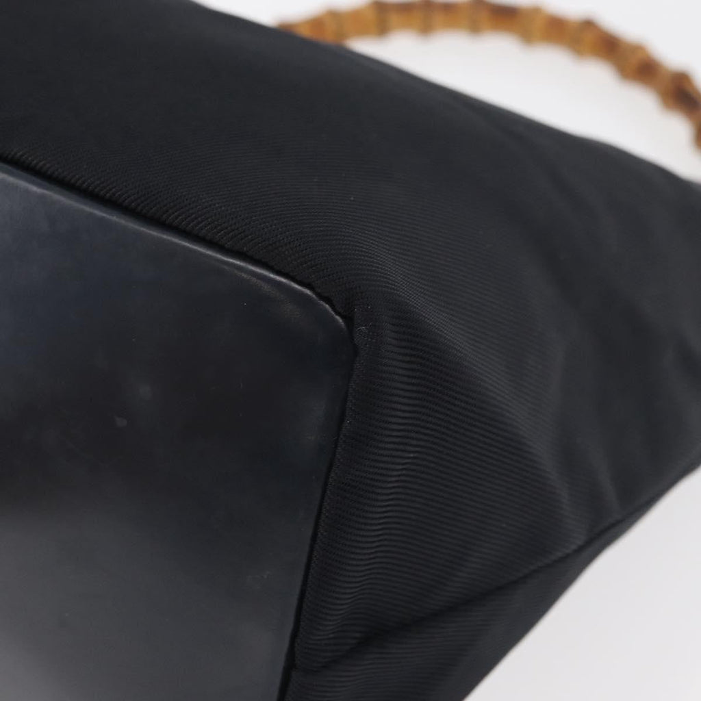 Gucci Vintage Bamboo Hobo Nylon Navy Nylon Shoulder Bag Bag (Pre-Owned)