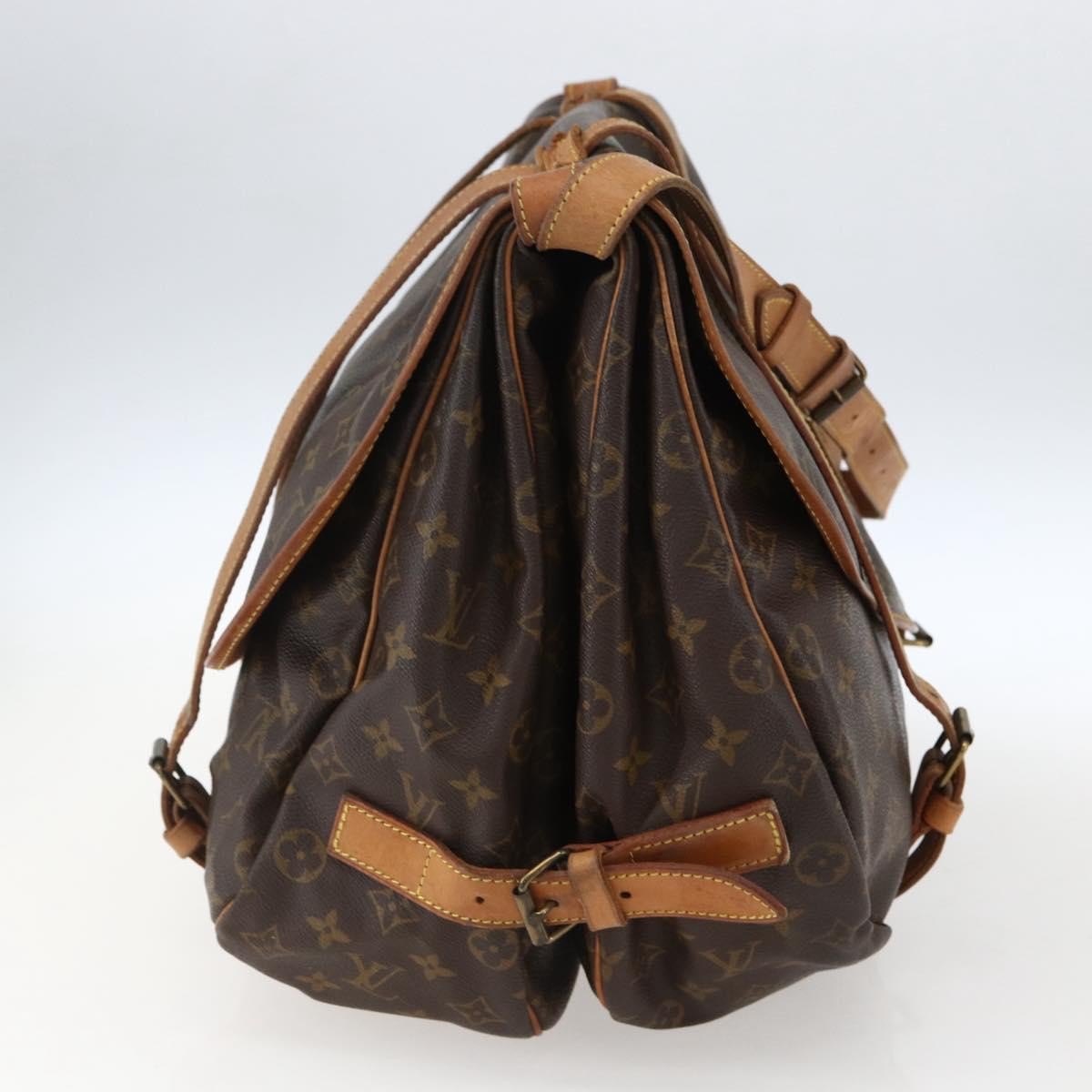 Louis Vuitton Saumur Handbag Monogram Canvas Brown Canvas Shoulder Bag Bag (Pre-Owned)