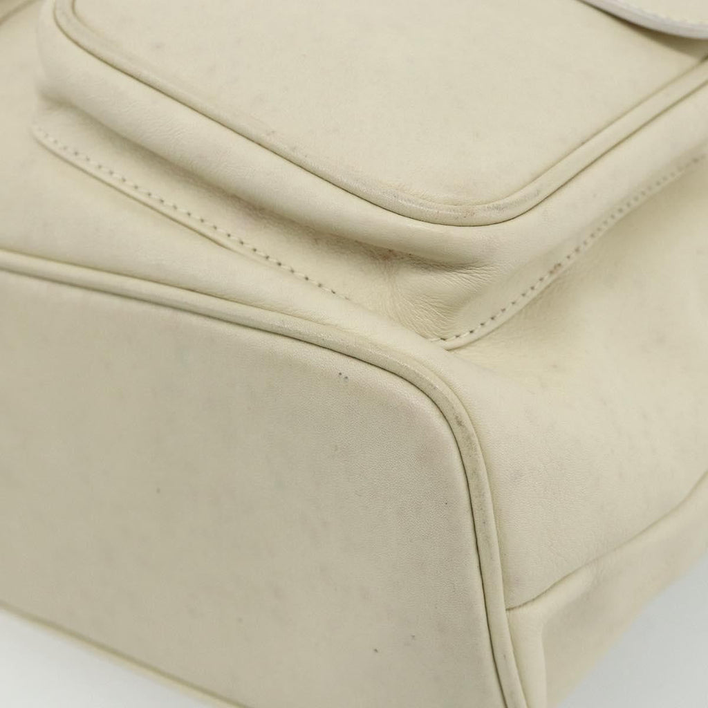 Gucci Vintage Bamboo Backpack Leather White Leather Backpack Bag (Pre-Owned)