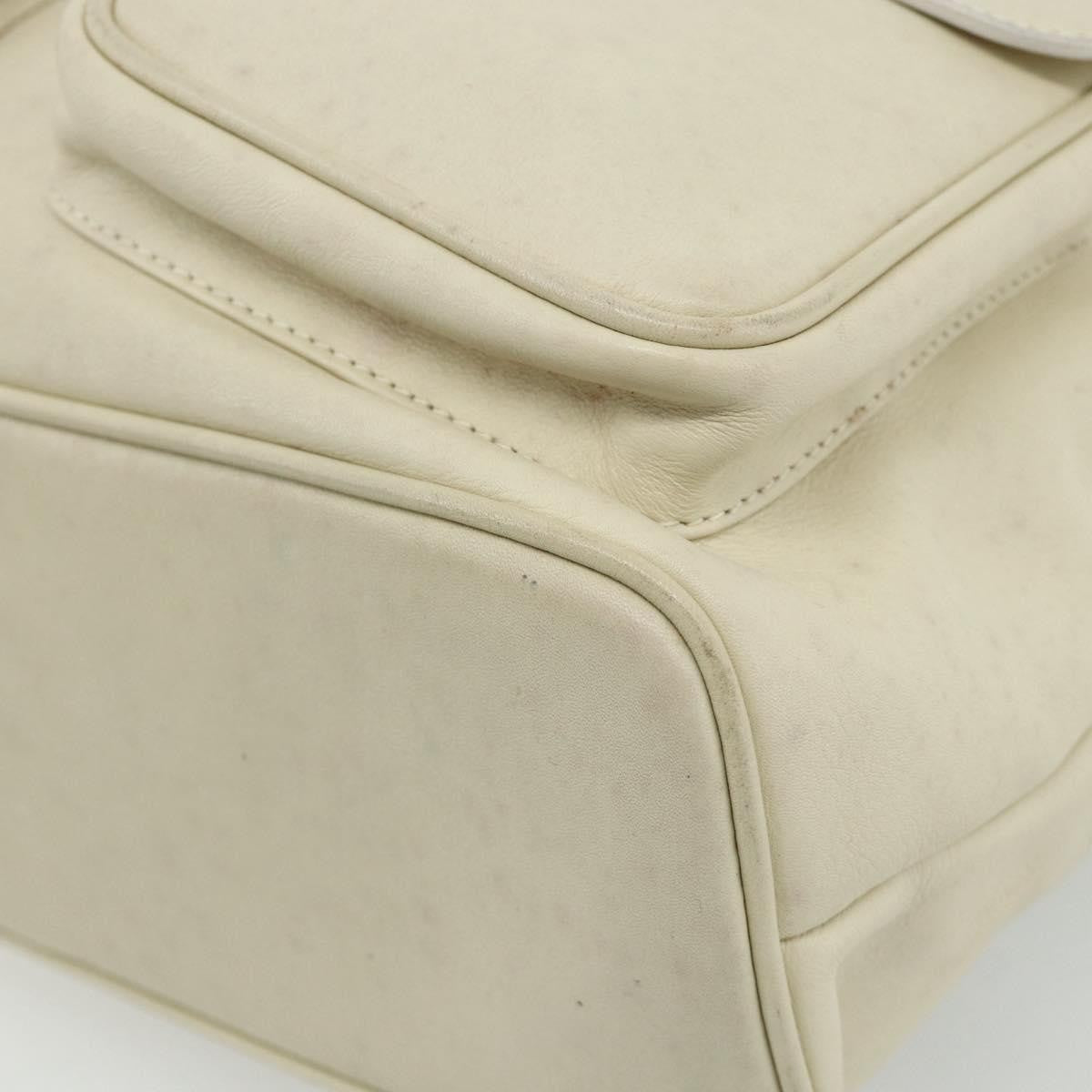 Gucci Vintage Bamboo Backpack Leather White Leather Backpack Bag (Pre-Owned)