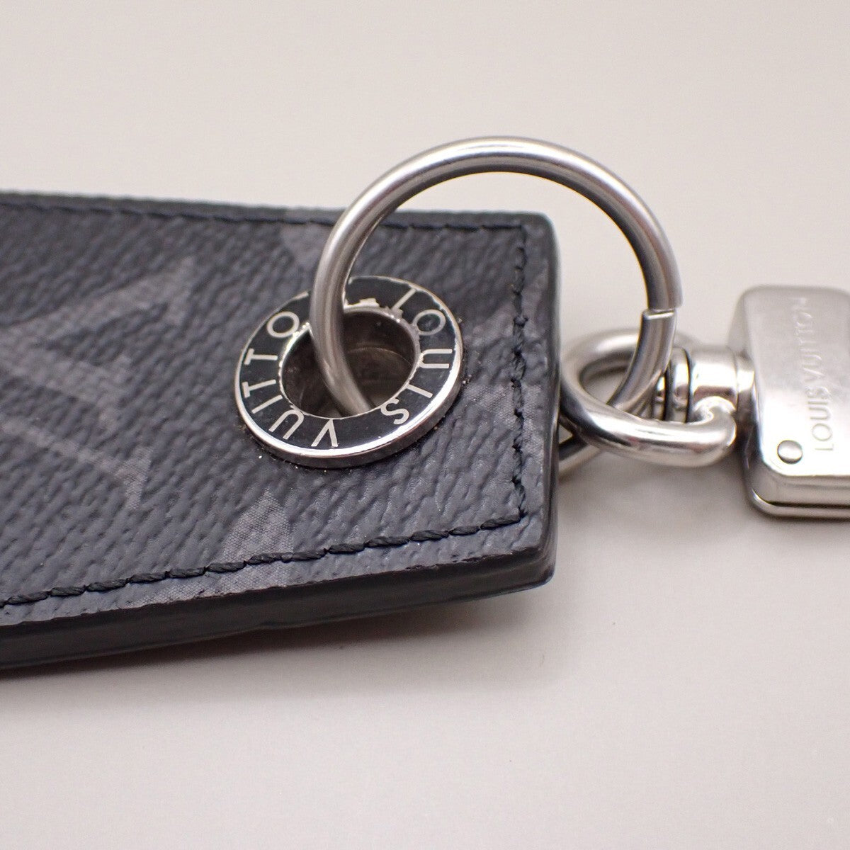 Louis Vuitton Enchappe Key Holder Monogram Eclipse Canvas Black Leather Charms And Keychains Accessory (Pre-Owned)