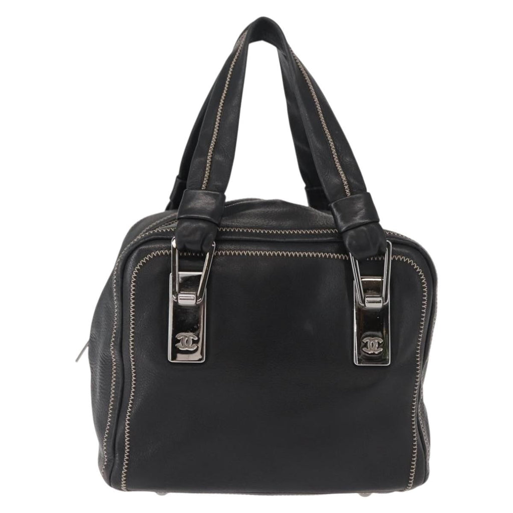 Chanel Cc Bowler Quilted Caviar Black Leather Handbag (Pre-Owned)