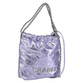 Chanel 22 Chain Hobo Quilted Calfskin Purple Leather Shoulder Bag Bag (Pre-Owned)