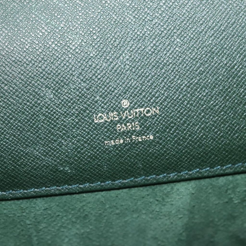 Louis Vuitton Serviette Kourad Briefcase Taiga Leather Green Leather Briefcase Bag (Pre-Owned)