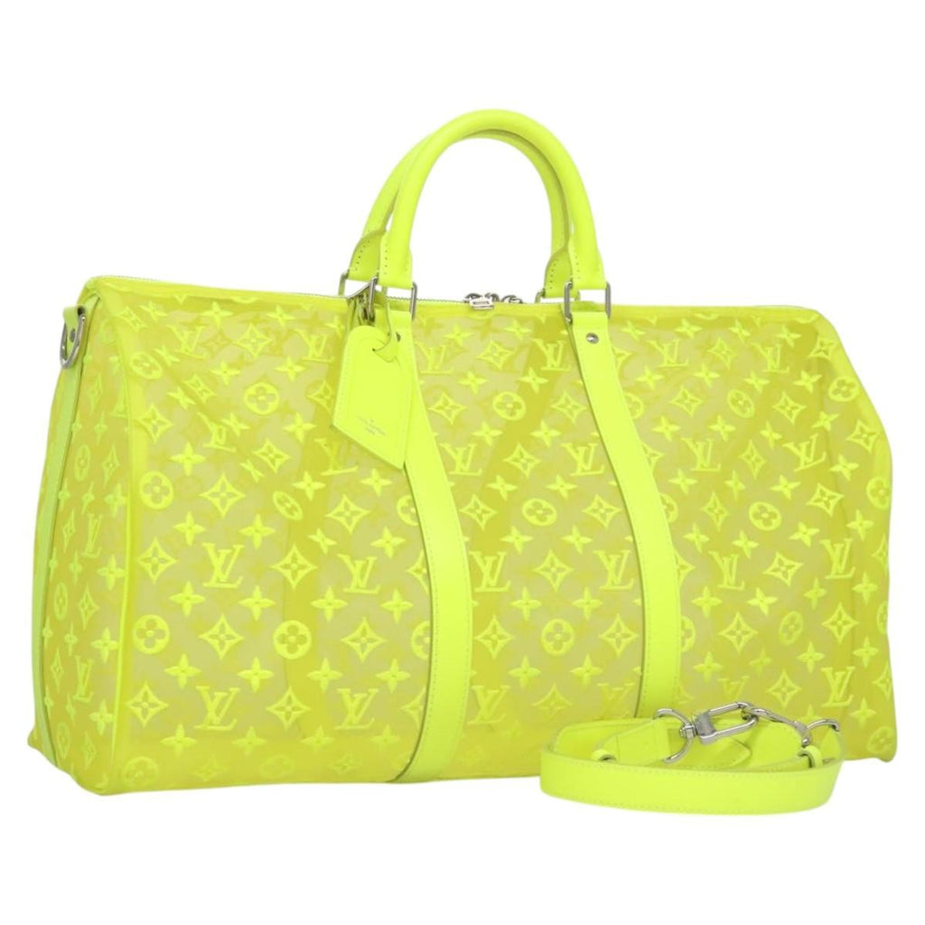 Louis Vuitton Keepall Bandouliere Bag Monogram See Through Mesh Yellow Canvas Travel Bag Bag (Pre-Owned)