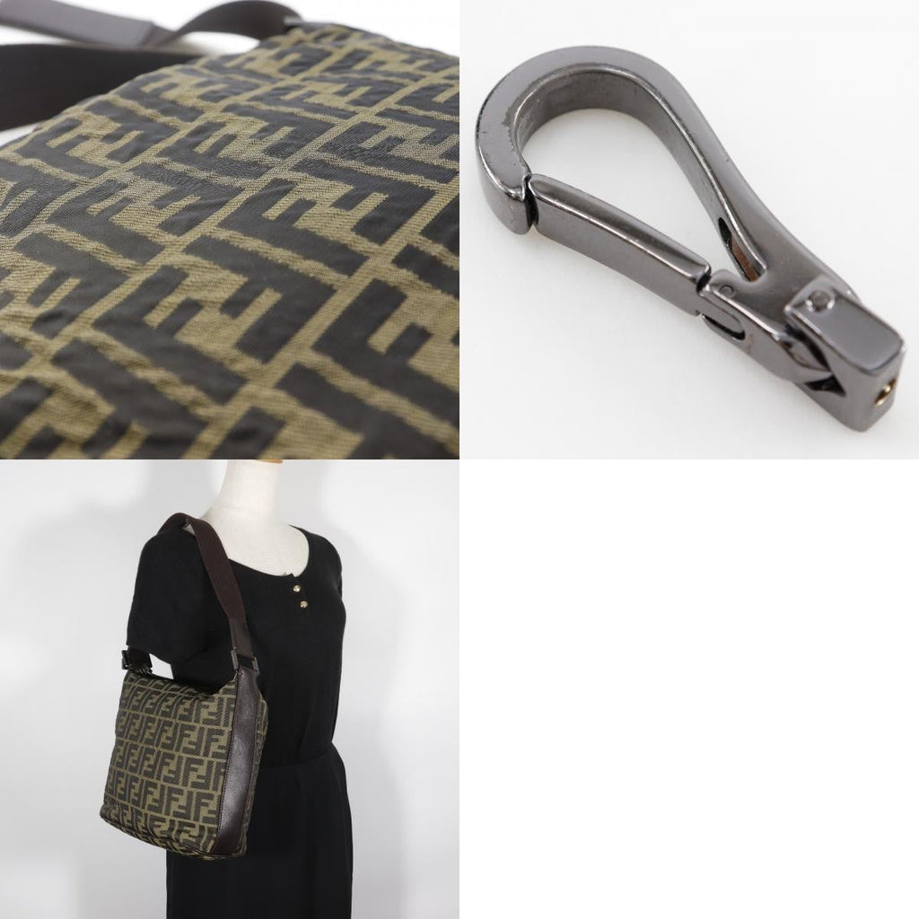 Fendi Logo Zucca Shoulder Bag Zucca Brown Canvas Shoulder Bag Bag (Pre-Owned)