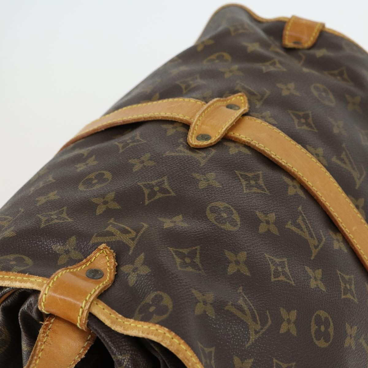 Louis Vuitton Saumur Handbag Monogram Canvas Brown Canvas Shoulder Bag Bag (Pre-Owned)