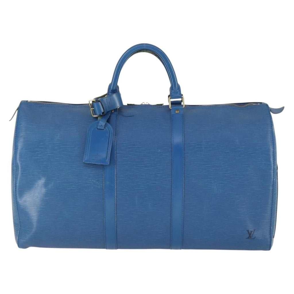 Louis Vuitton Keepall Bag Epi Leather Blue Leather Travel Bag Bag (Pre-Owned)