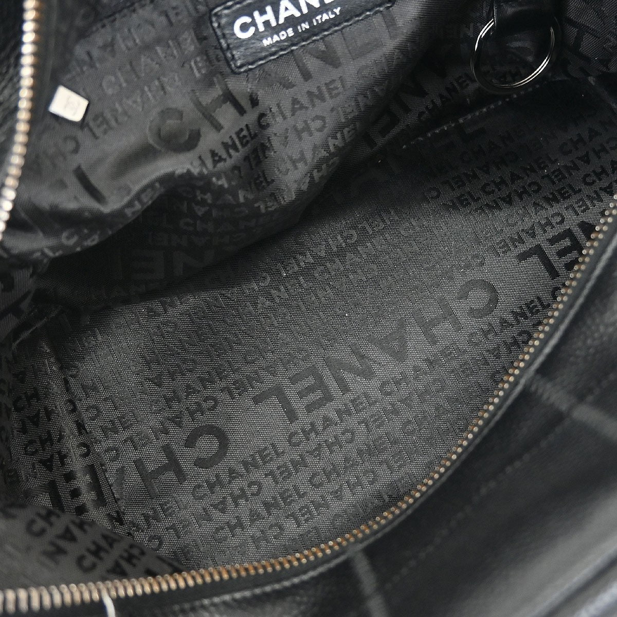 Chanel Square Stitch Bowler Bag Quilted Caviar Black Leather Shoulder Bag Bag (Pre-Owned)