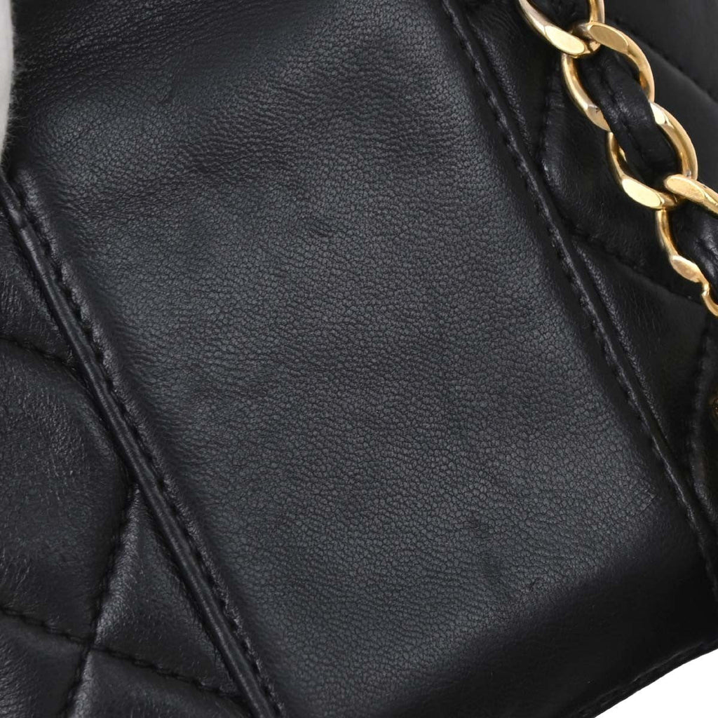 Chanel Vintage Box Zip Tassel Bag Quilted Lambskin Black Leather Shoulder Bag Bag (Pre-Owned)