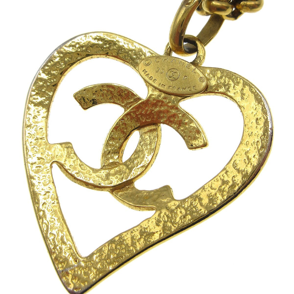 Chanel Cc Heart Pendant Necklace Metal Gold Gold_Plated Necklace Jewelry (Pre-Owned)