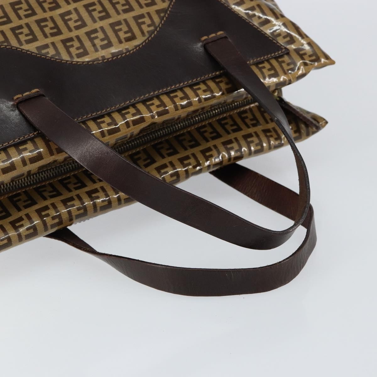Fendi Zip Tote Canvas Beige Canvas Tote Bag Bag (Pre-Owned)
