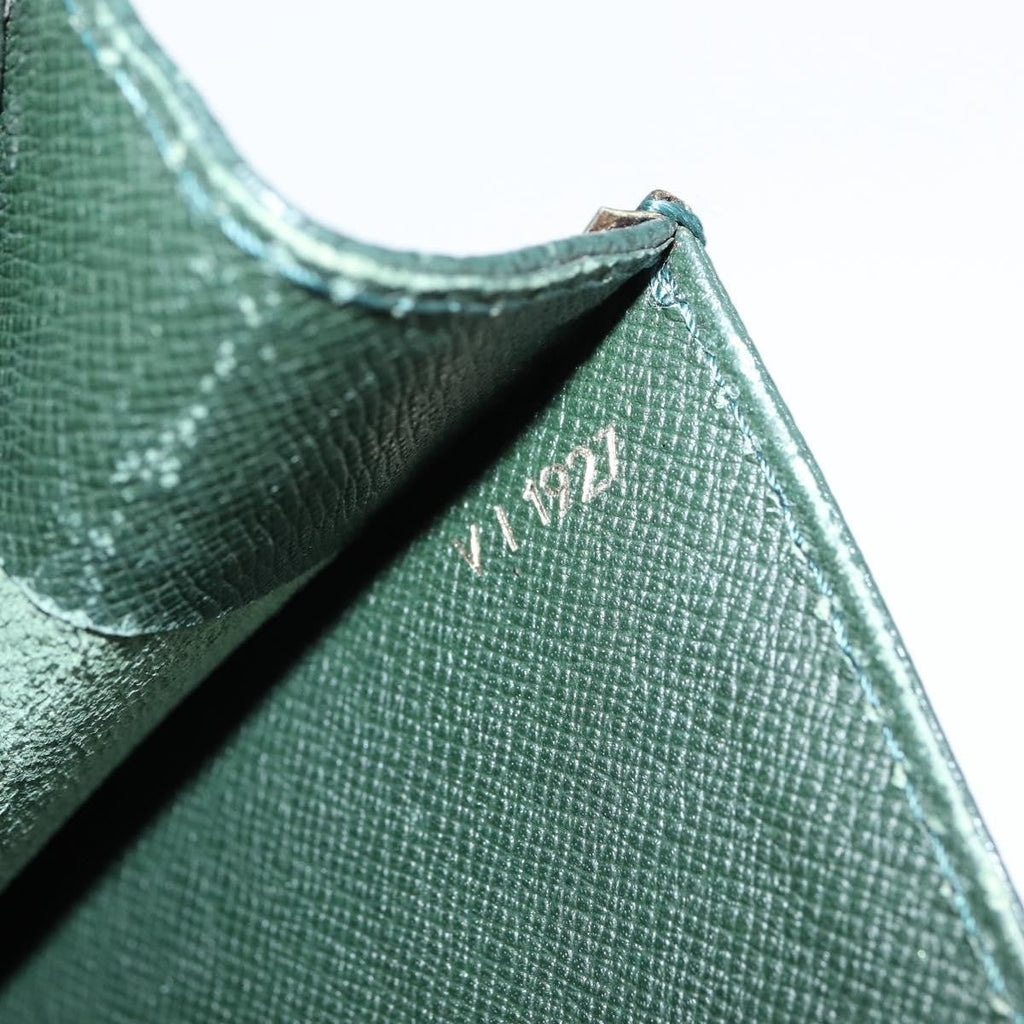 Louis Vuitton Serviette Kourad Briefcase Taiga Leather Green Leather Briefcase Bag (Pre-Owned)