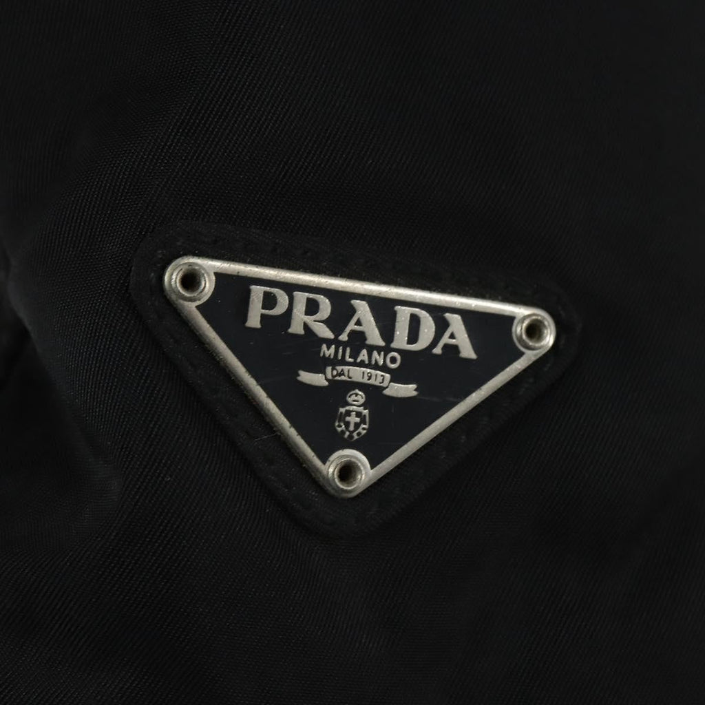 Prada Resin Handle Tote Tessuto Black Nylon Tote Bag Bag (Pre-Owned)