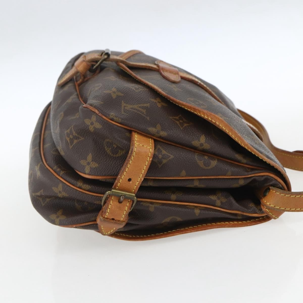 Louis Vuitton Saumur Handbag Monogram Canvas Brown Canvas Shoulder Bag Bag (Pre-Owned)