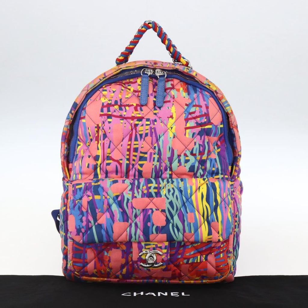 Chanel Cc Pocket Backpack Quilted Printed Foulard Multicolour Nylon Backpack Bag (Pre-Owned)