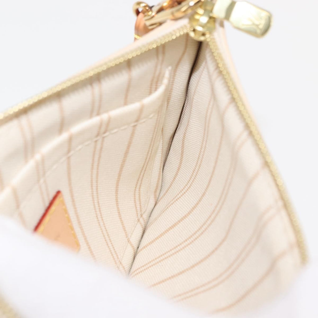 Louis Vuitton Neverfull Pochette Damier White Canvas Clutche & Pouche Bag (Pre-Owned)