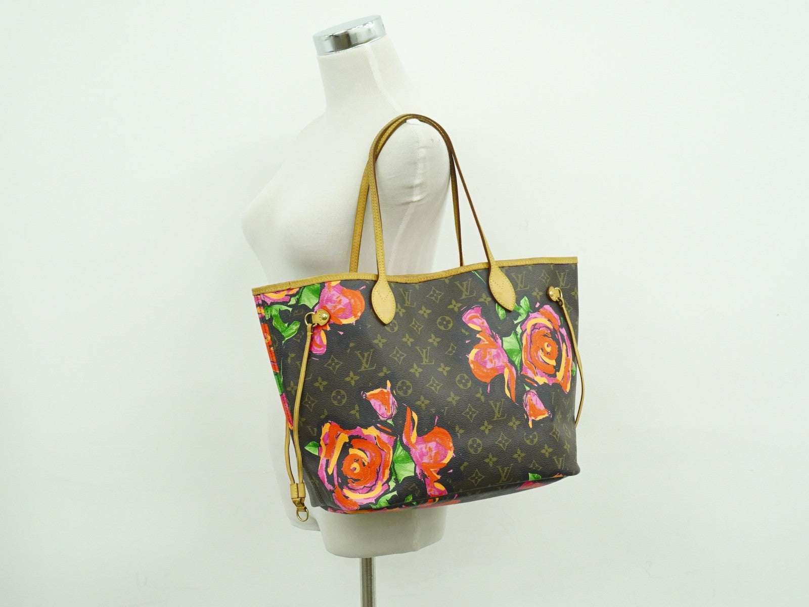 Louis Vuitton Neverfull Tote Limited Edition Monogram Roses Brown Canvas Tote Bag Bag (Pre-Owned)
