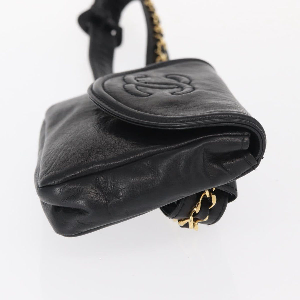 Chanel Chain Envelope Belt Bag Quilted Calfskin Black Leather Clutche & Pouche Bag (Pre-Owned)