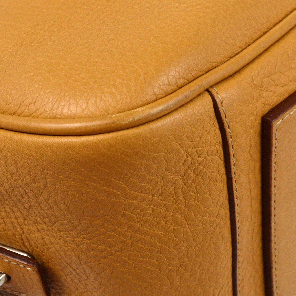 Prada Bowler Bag Saffiano Leather Beige Leather Handbag (Pre-Owned)