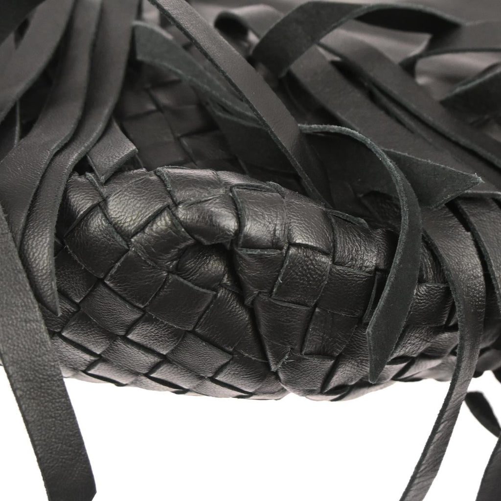 Bottega Veneta Fringe Belt Tote Intrecciato Nappa Black Leather Tote Bag Bag (Pre-Owned)