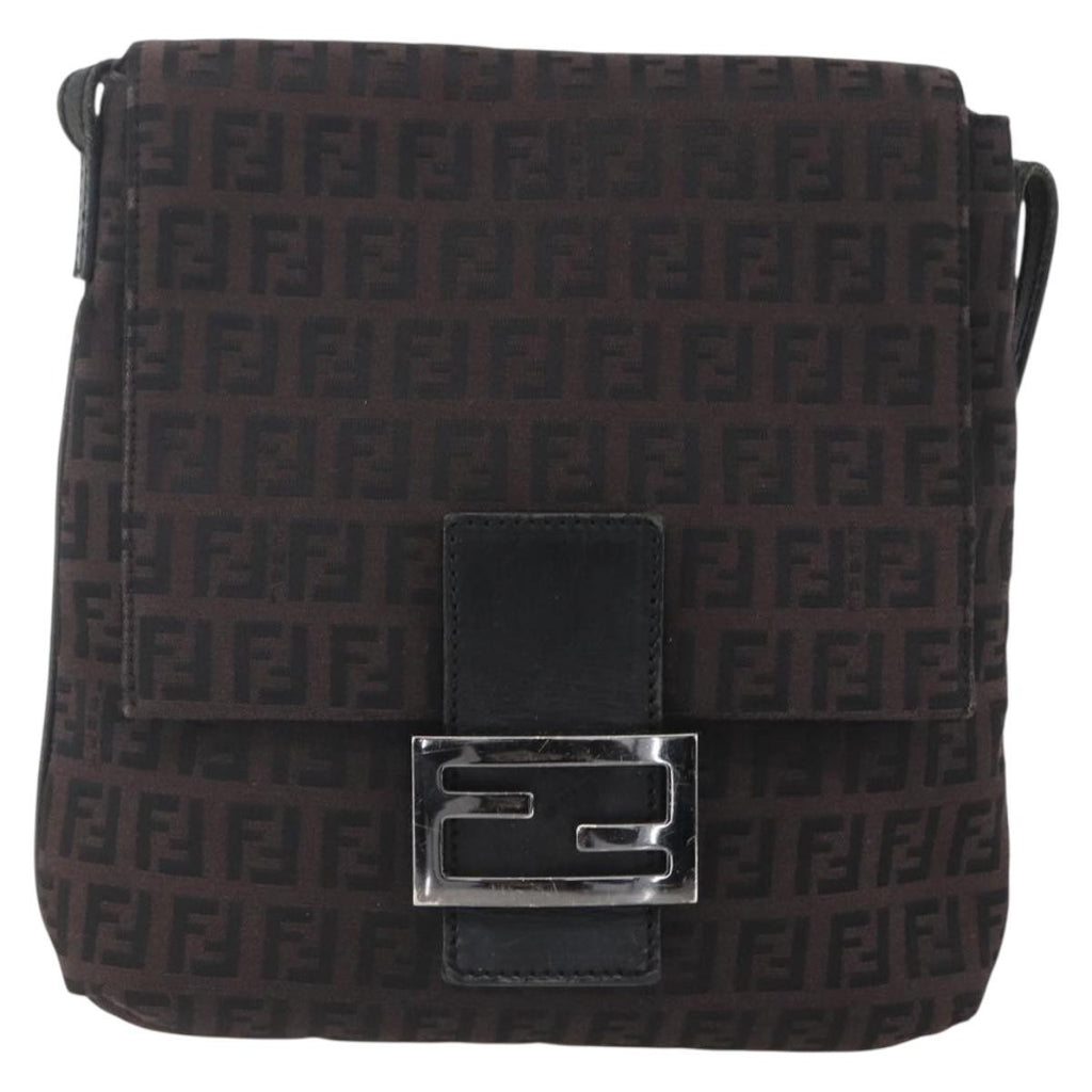 Fendi Vintage Flap Crossbody Bag Zucchino Canvas Brown Canvas Shoulder Bag Bag (Pre-Owned)