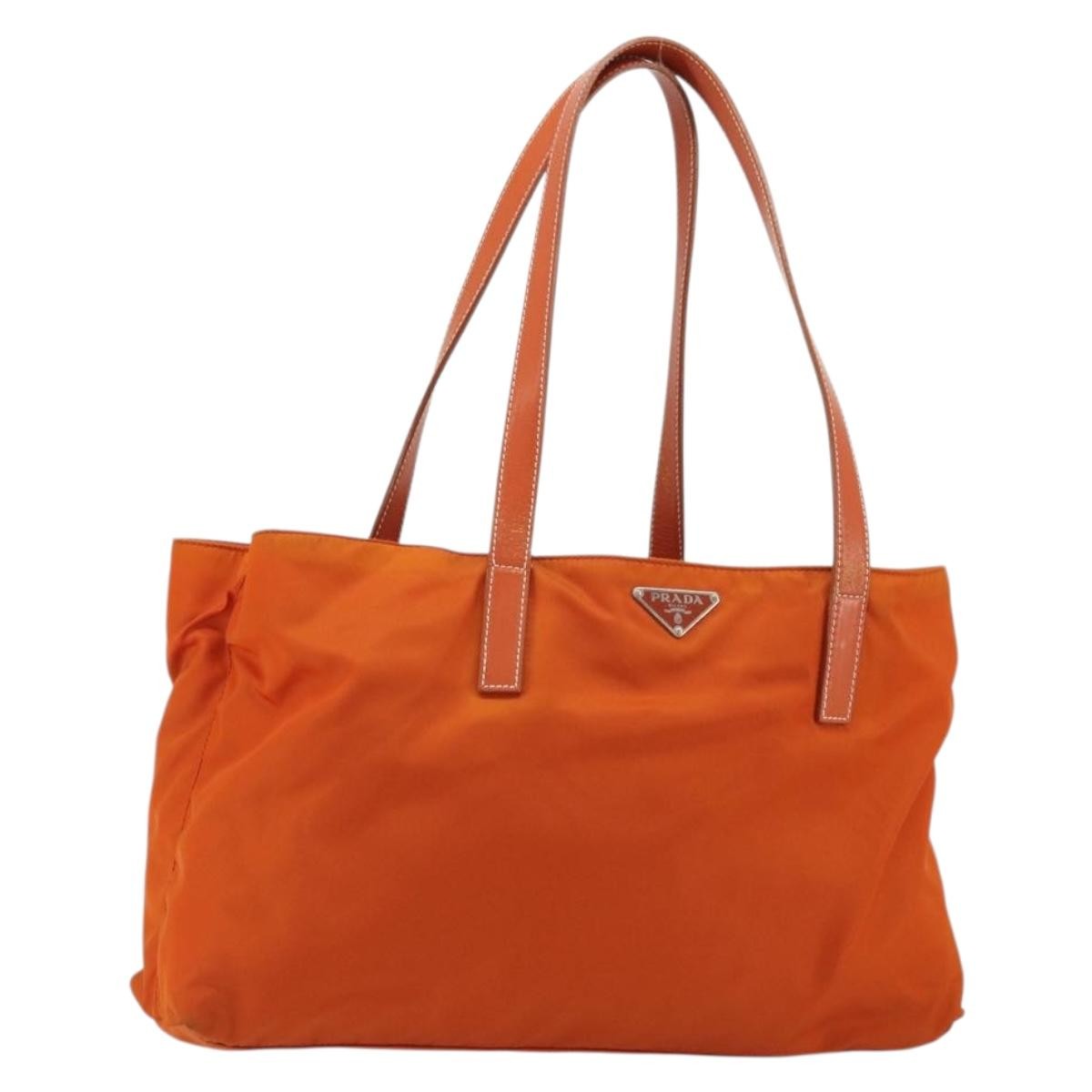 Prada Vintage Tote Tessuto Orange Nylon Tote Bag Bag (Pre-Owned)