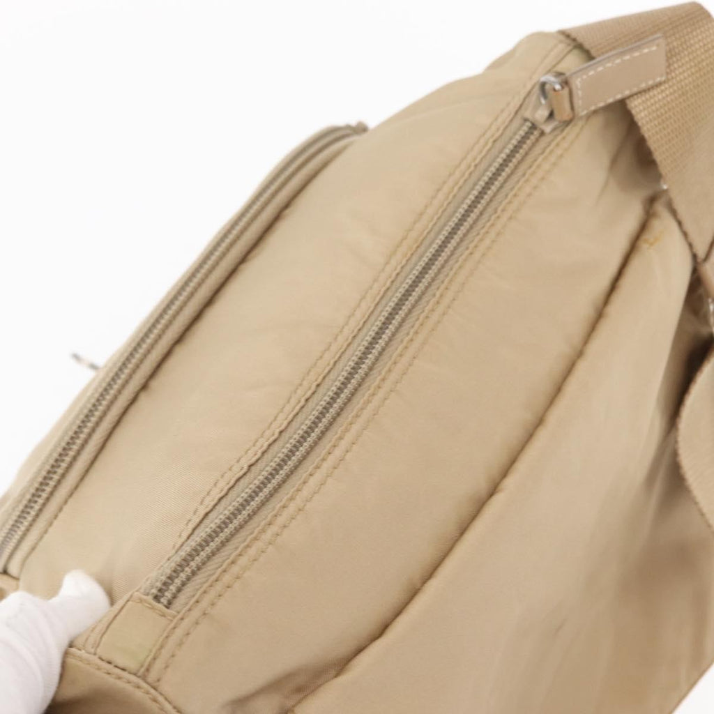 Prada Buckle Messenger Bag Tessuto Beige Nylon Shoulder Bag Bag (Pre-Owned)