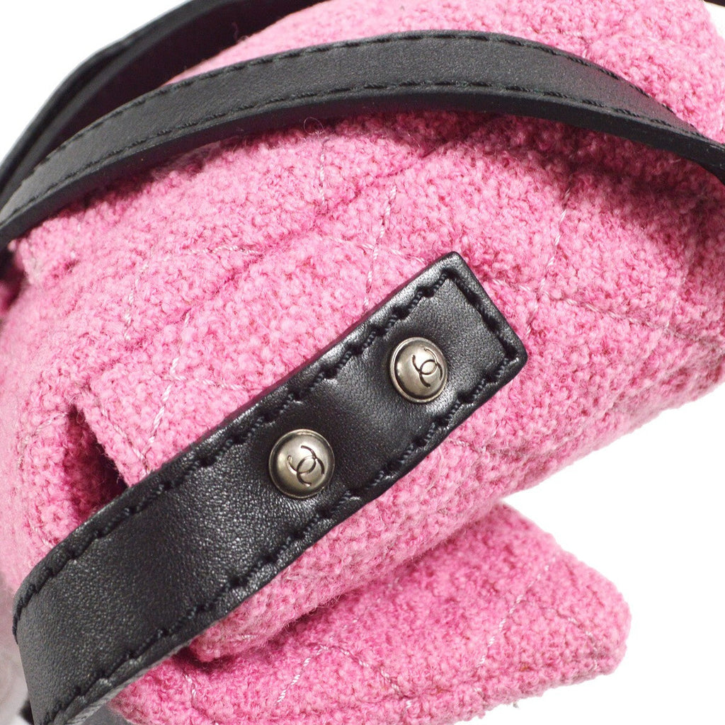 Chanel Easy Reissue Messenger Flap Bag Quilted Tweed Pink Tweed Shoulder Bag Bag (Pre-Owned)
