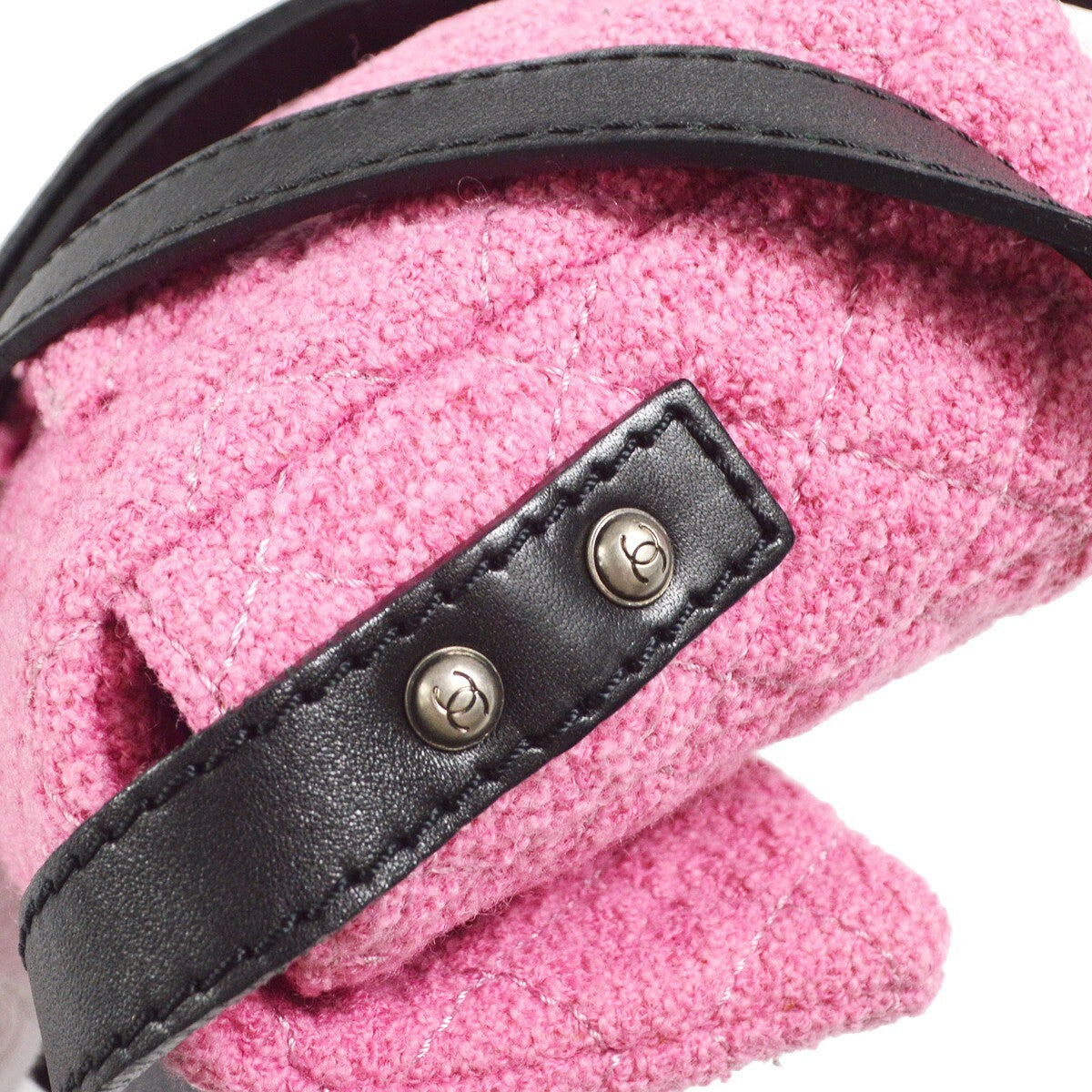 Chanel Easy Reissue Messenger Flap Bag Quilted Tweed Pink Tweed Shoulder Bag Bag (Pre-Owned)